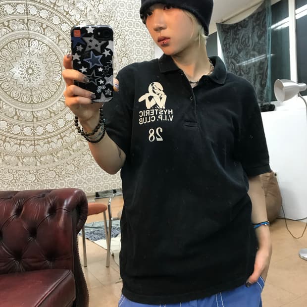 히스테릭 글래머 프린팅 반팔 카라티