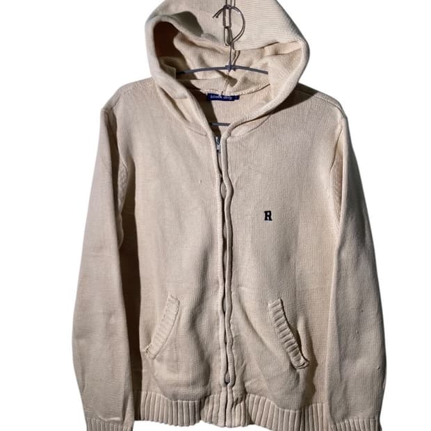 black dog 코튼 니트 후드 집업