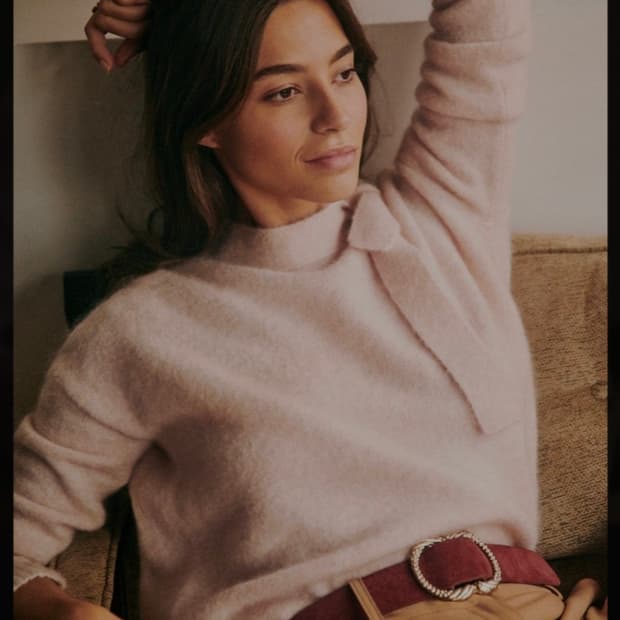 [정품] 새상품세잔  SEZANE 리본 타이 모헤어 메리노 울 니트