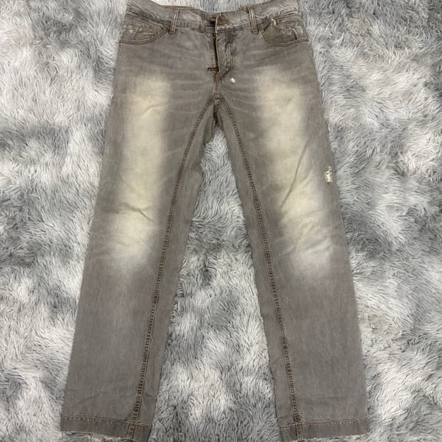 돌체 앤 가바나 made in italy 그레이 흑청 디스트로이드 데님