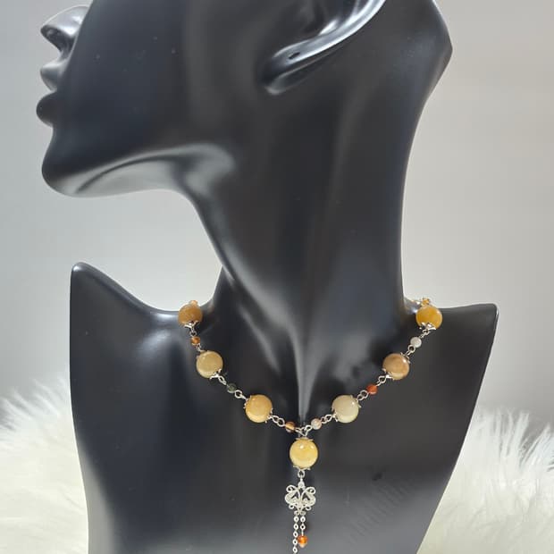 엔틱 황옥 핸드메이드  목걸이