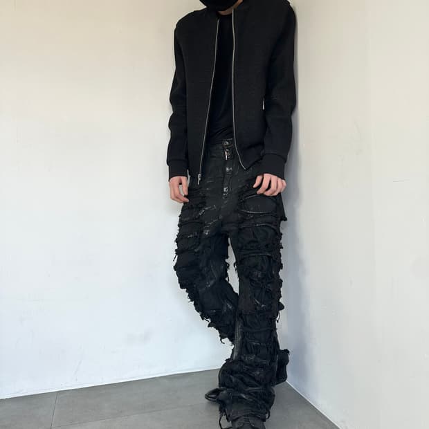 릭오웬스 디스트로이드 게스컷 왁스코팅 플레어진