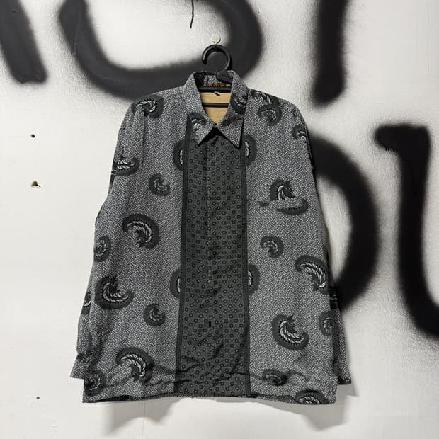 VTG 빈티지 히든 버튼 패턴 긴팔 셔츠