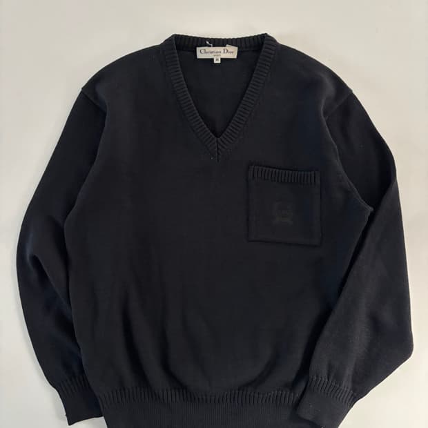 Dior 크리스찬 디올 스포츠 블랙 울 브이넥 니트