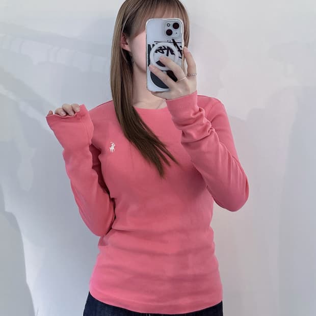 폴로랄프로렌 화이트포니 베이비핑크 롱슬리브