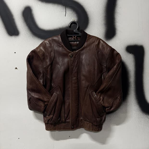 VTG 빈티지 100% 쉽스킨 안감 디테일 양가죽 봄버 자켓