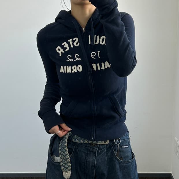 Hollister 홀리스터 스펠아웃로고 네이비 후드집업