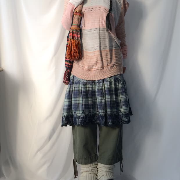 Mixed pattern point crochet hood knit