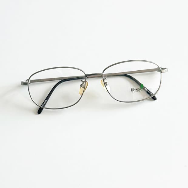 90s BLUESAIN 매트 실버 메탈 슬림 스퀘어 빈티지 안경