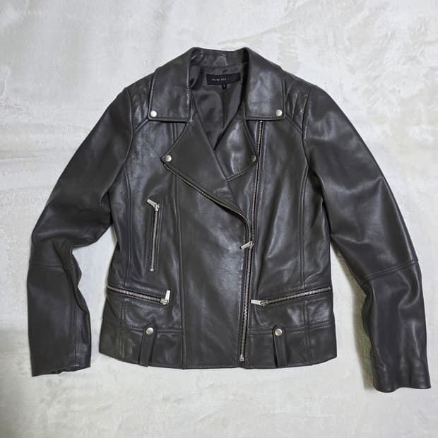 (55)여성 올리브데올리브 양가죽 라이더 자켓 그레이