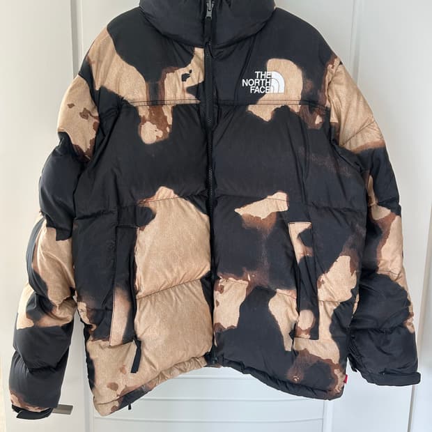 슈프림x노스페이스 눕시 블리치드 데님