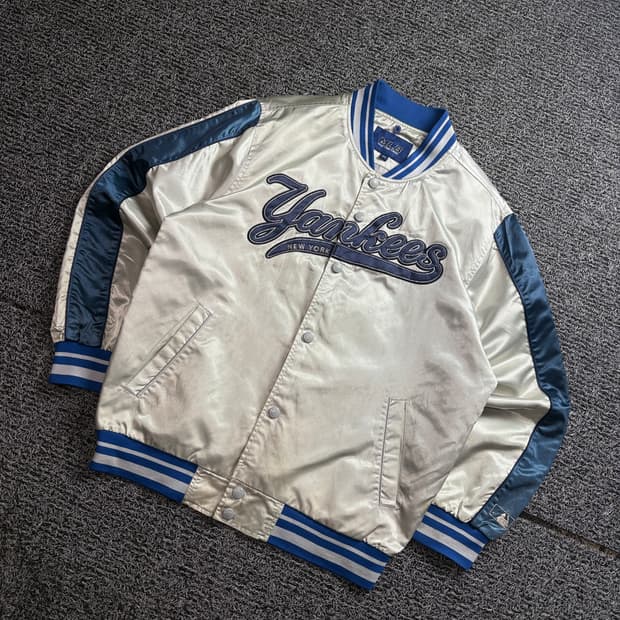 00s MLB 뉴욕 양키스 메탈 새틴 바시티 자켓 3062