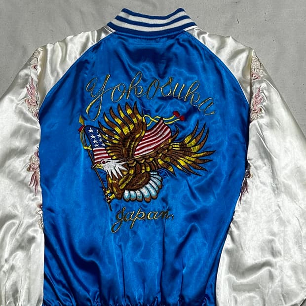 JPN 자수 블루 요코스카 스카쟌