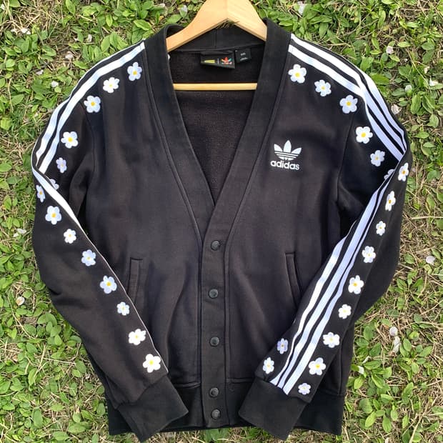 아디다스 x 퍼렐 윌리엄스 삼선 플라워 패턴 가디건