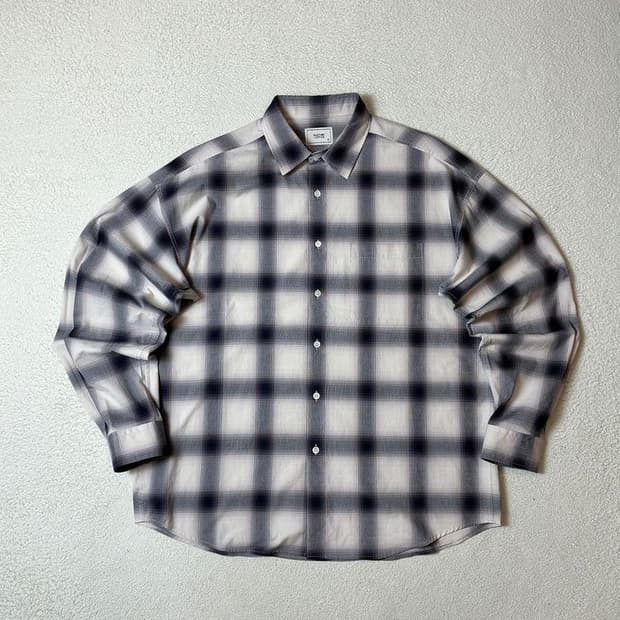 어나더오피스 24ss 릴렉스 옴브레 체크 셔츠 PN7717
