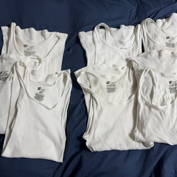 헤인즈 hanes 나시 민소매 탱크탑 화이트 7장