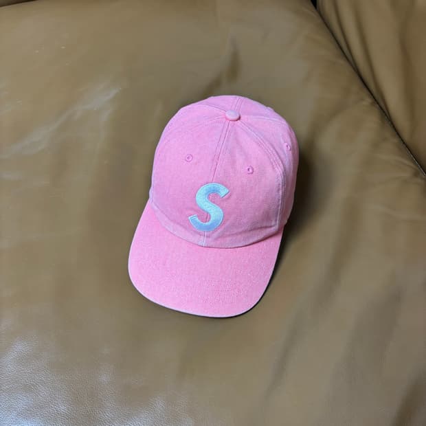 Supreme 슈프림 피그먼트 워시드 핑크 S로고 6패널 볼캡 모자