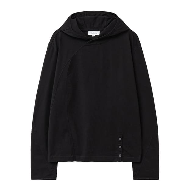 미세키서울 Placket detail hoodie top BLACK