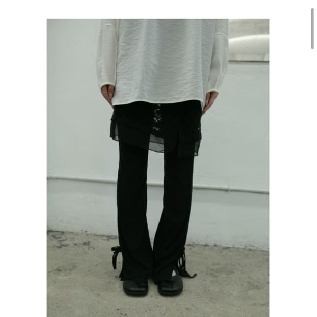 오무수히 레이어드 랩 스커트 블랙