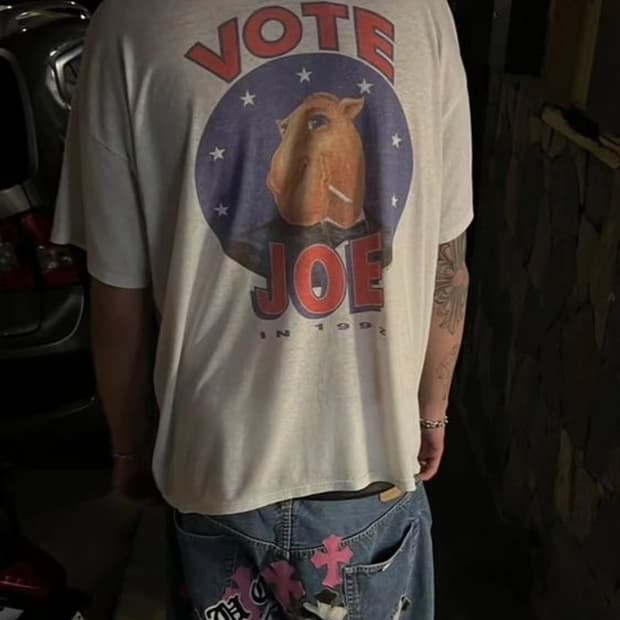 빈티지 Camel 1992 Vote Joe 포켓 반팔티