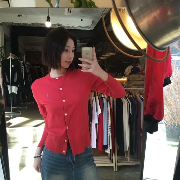 16431 - 폴로 랄프로렌 레드 가디건 (피마 코튼)