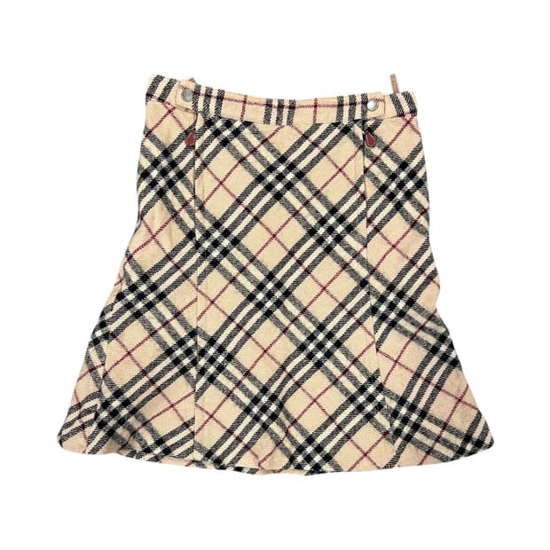 M 버버리 블루라벨 노바체크 울 플레어 스커트