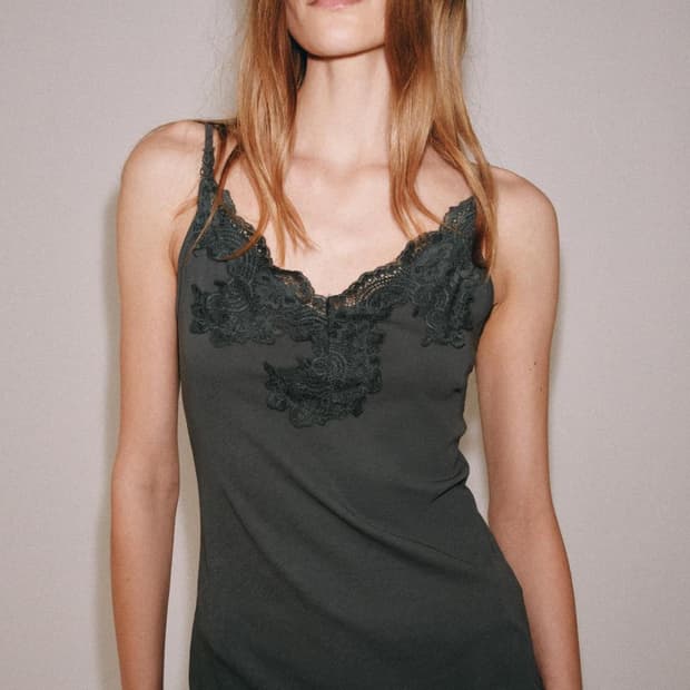 ZARA 자라 레이스 캐미솔 탑, 자라 레이스 나시, 레이스 콤비탑