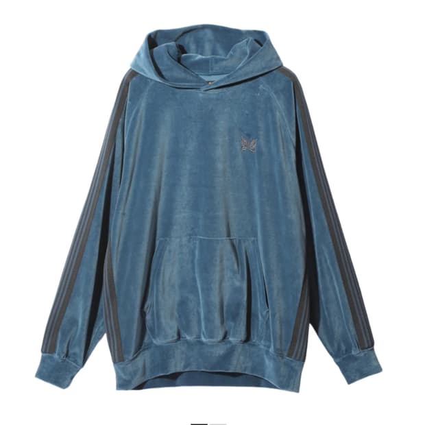 니들스 벨루어 후드티 스모크블루 M