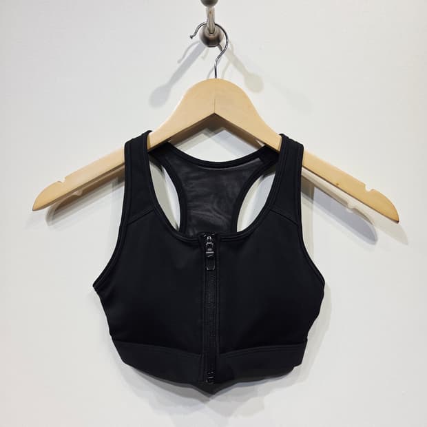 나이키 블랙 집업 스포츠 브라_XS