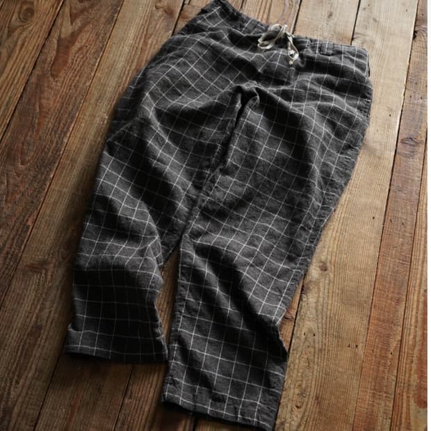 워드로브41 타이업 체크팬츠 카키 tie up check pants