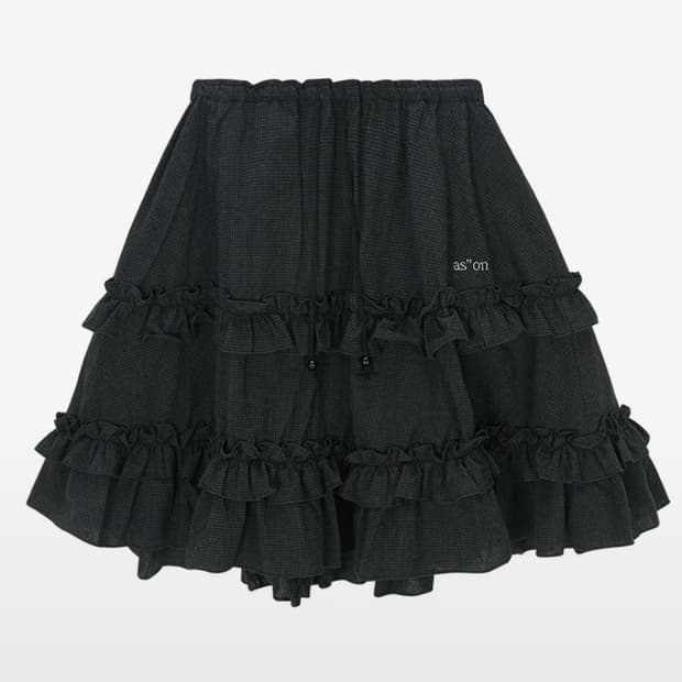 애즈온 CHECK KANGKANG MIDI SKIRT / BLACK