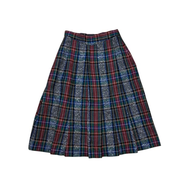 vintage check wool skirts