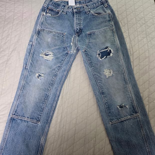 [34X34] 빈티지 칼하트 더블니 FR 데님팬츠 데미지 B26