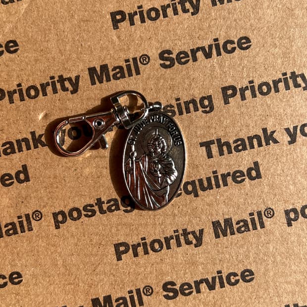 90s vtg St. Jude Pray For Us Keyring