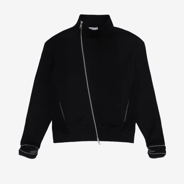 Side-Zip Neck Track Top Black