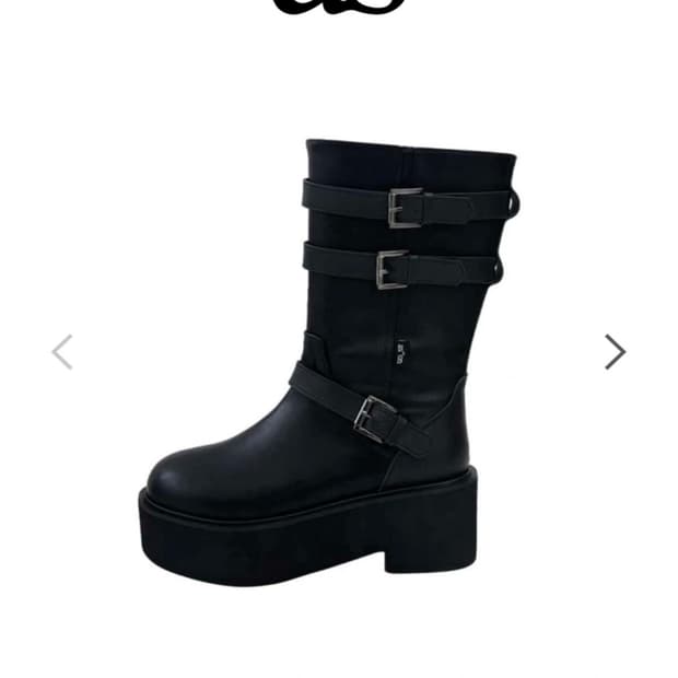 [235] 애즈온 마야 미디 버클 부츠 블랙