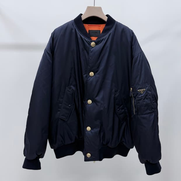 [S급/XL] 프라다 리나일론 봄버 블루종 자켓 다크네이비