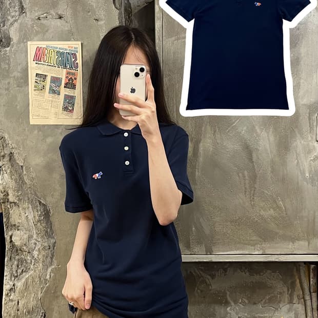 메종키츠네 반팔 카라티 네이비 XS #csz423