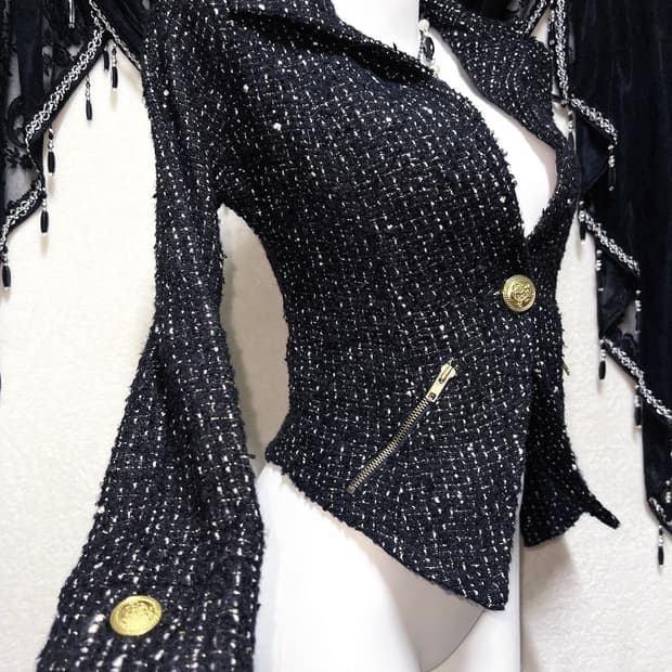 d.i.a 다이아 오네갸루 히메 고스펑크 고딕 트위드 금장 버튼 자켓