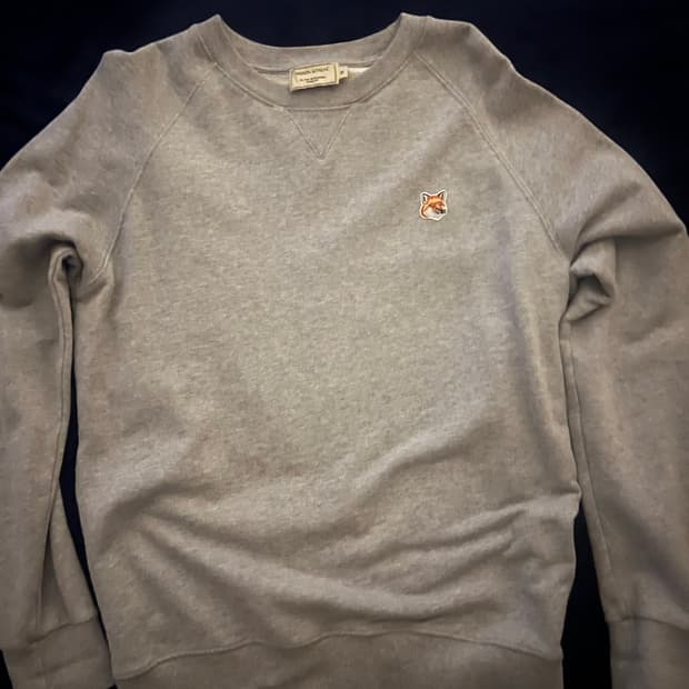 메종 키츠네 폭스 헤드 패치 레귤러 스웨트셔츠 라이트 그레이 멜란지