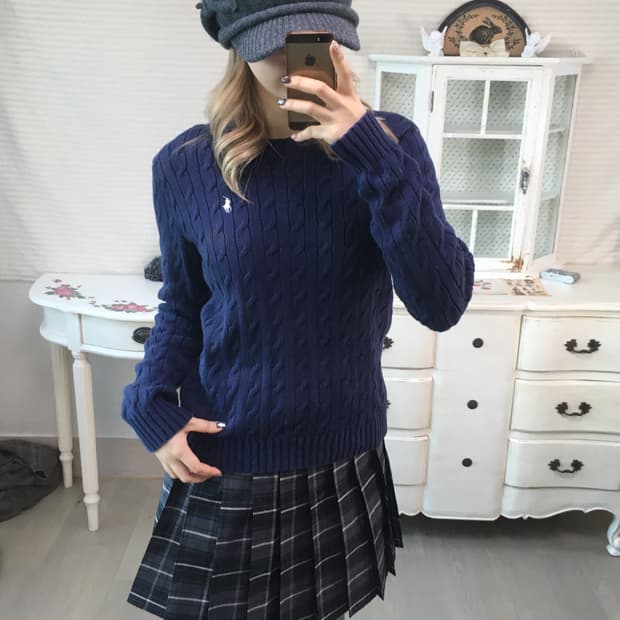 Polo Ralph Lauren 랄프로렌 네이비 꽈배기 니트