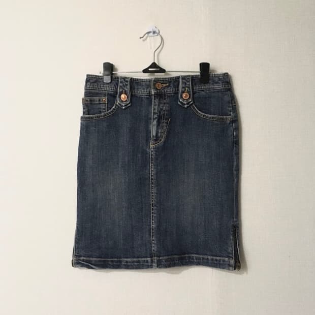 detail denim midi skirt
