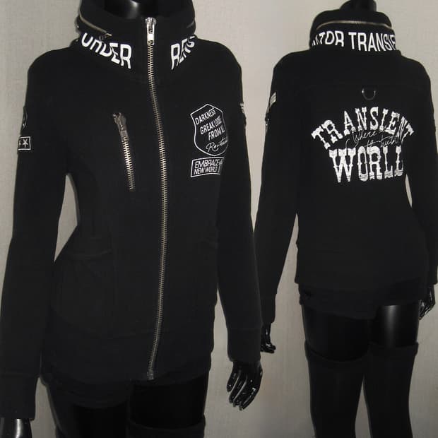 하이넥 펑크 레터링 집업