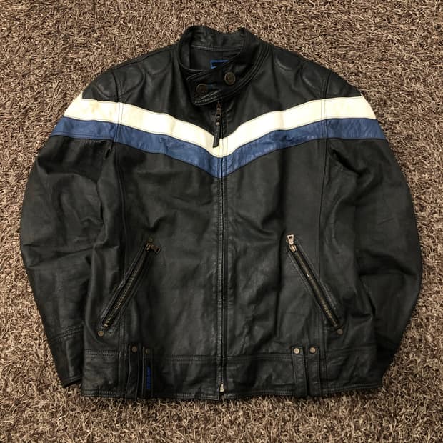N‘gene 빈티지 레더 돈피 레이싱 라이더 가죽 자켓