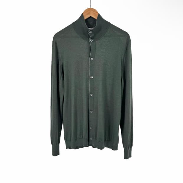 [56] 브루넬로 쿠치넬리 남성 실크 캐시미어 컨버터블 니트 가디건 카키