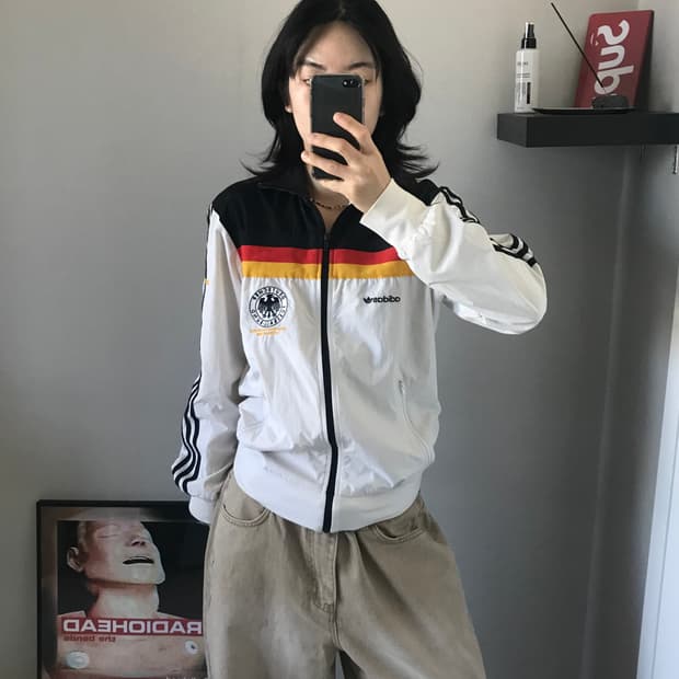 아디다스 00년대 올드스쿨 독일 국대 바람막이 져지 자켓