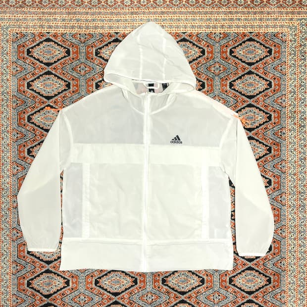 아디다스 삼각로고 화이트 경량 바람막이 점퍼 남성L