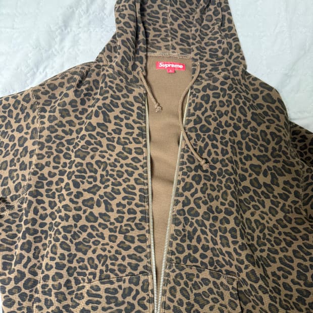 슈프림 써멀 후드 집업 레오파드 25ss l사이즈
