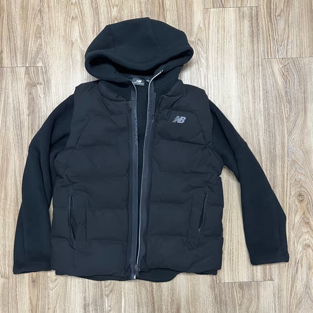 뉴발란스 덕다운 패딩 베스트+ 플리스 후드집업자켓 세트 100