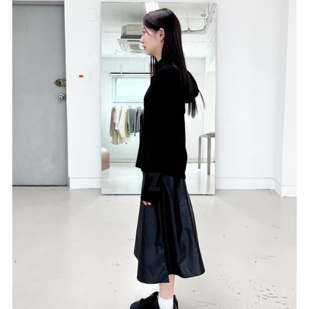 하이파이펑크 Rei Zipper 미디스커트 블랙